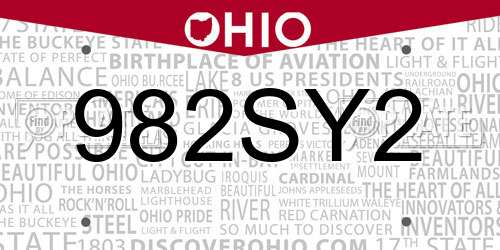 982SY2 Ohio License Plate