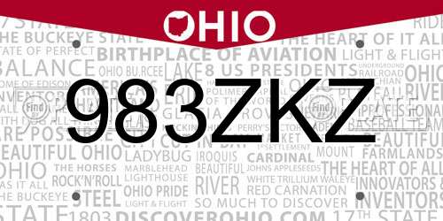 983ZKZ Ohio License Plate