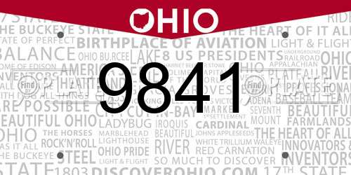 9841 Ohio License Plate