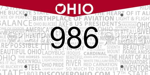 986 Ohio License Plate