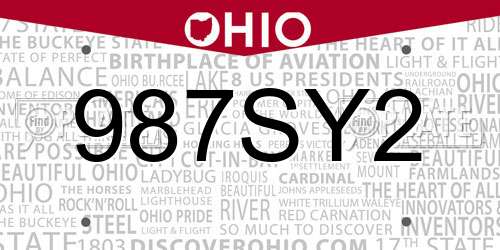 987SY2 Ohio License Plate