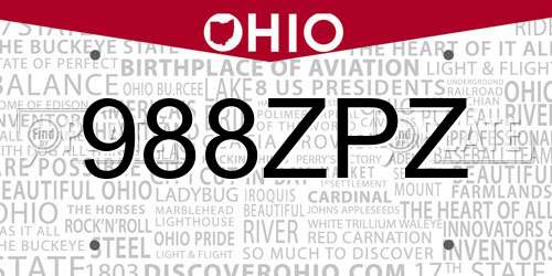 988ZPZ Ohio License Plate