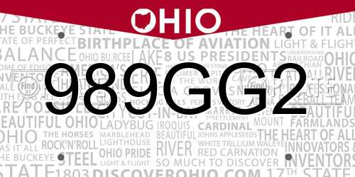 989GG2 Ohio License Plate
