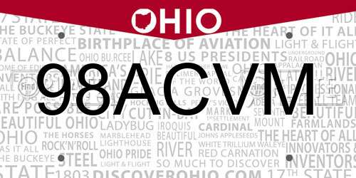 98ACVM Ohio License Plate