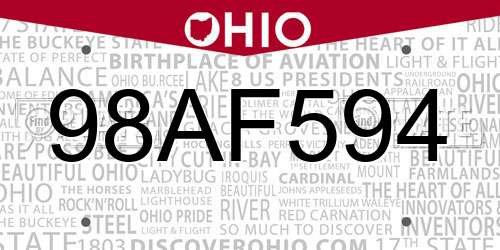 98AF594 Ohio License Plate