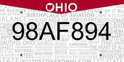 98AF894 Ohio License Plate