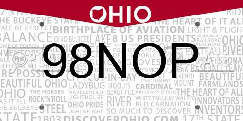 98NOP Ohio License Plate