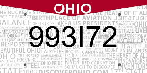 993I72 Ohio License Plate