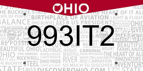 993IT2 Ohio License Plate