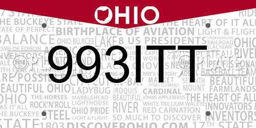 993ITT Ohio License Plate