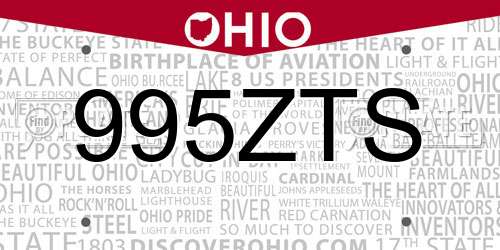 995ZTS Ohio License Plate