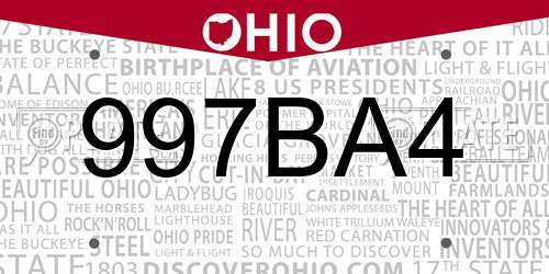 997BA4 Ohio License Plate