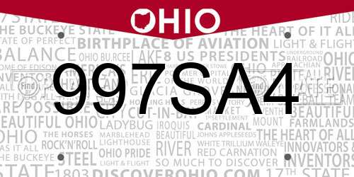 997SA4 Ohio License Plate