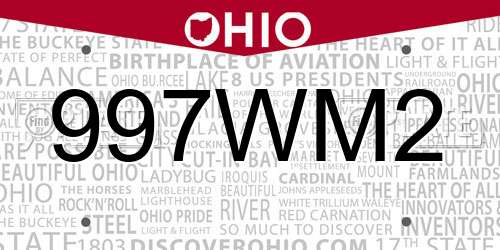 997WM2 Ohio License Plate