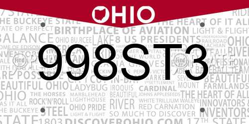 998ST3 Ohio License Plate
