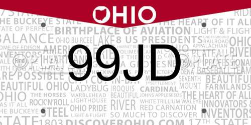 99JD Ohio License Plate