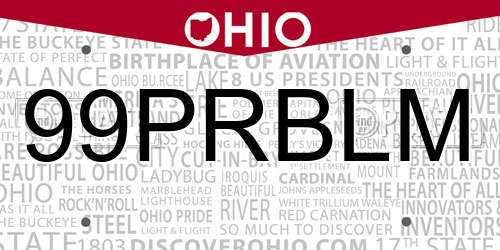 99PRBLM Ohio License Plate