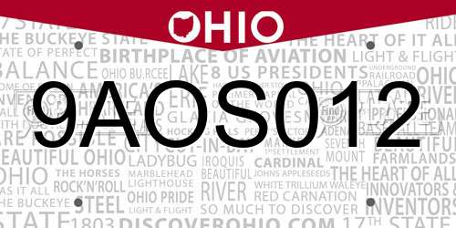9AOS012 Ohio License Plate