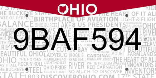 9BAF594 Ohio License Plate