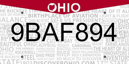 9BAF894 Ohio License Plate