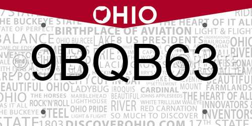 9BQB63 Ohio License Plate