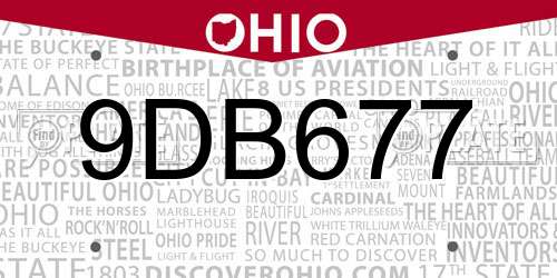 9DB677 Ohio License Plate