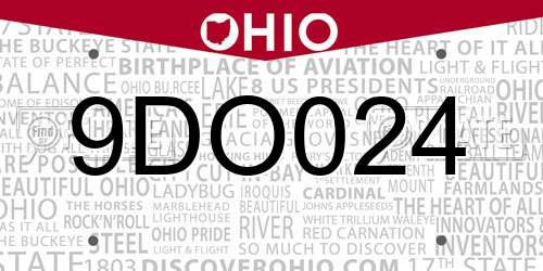 9DO024 Ohio License Plate