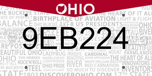 9EB224 Ohio License Plate
