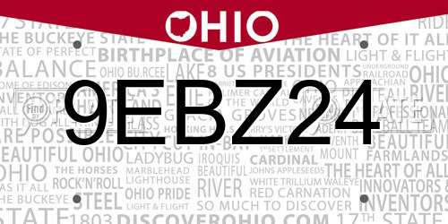 9EBZ24 Ohio License Plate