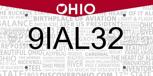 9IAL32 Ohio License Plate