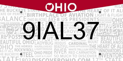 9IAL37 Ohio License Plate