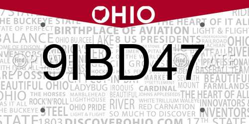 9IBD47 Ohio License Plate