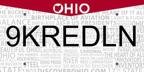 9KREDLN Ohio License Plate