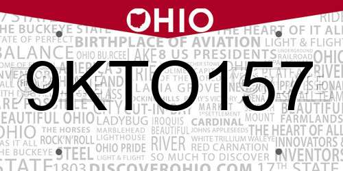 9KTO157 Ohio License Plate