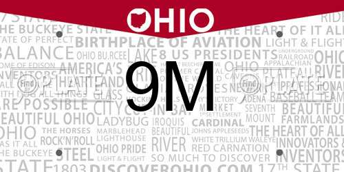 9M Ohio License Plate