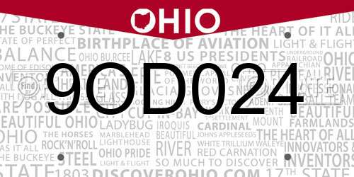 9OD024 Ohio License Plate