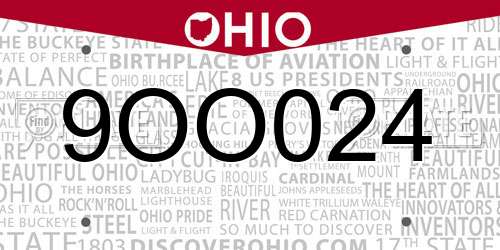 9OO024 Ohio License Plate
