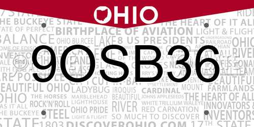 9OSB36 Ohio License Plate