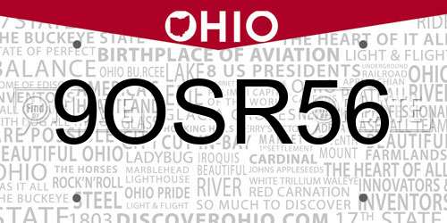 9OSR56 Ohio License Plate