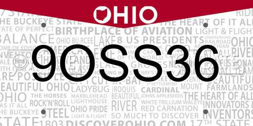 9OSS36 Ohio License Plate