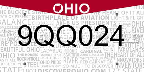 9QQ024 Ohio License Plate