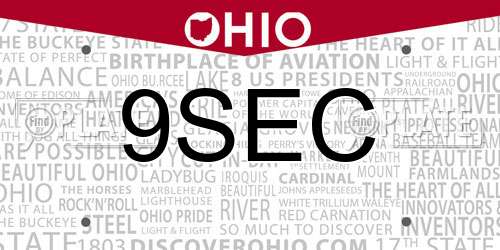 9SEC Ohio License Plate