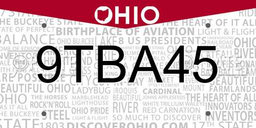 9TBA45 Ohio License Plate