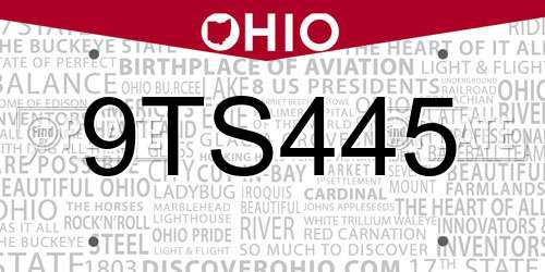 9TS445 Ohio License Plate