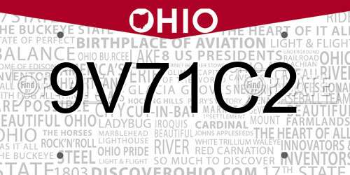 9V71C2 Ohio License Plate
