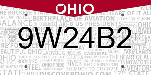 9W24B2 Ohio License Plate