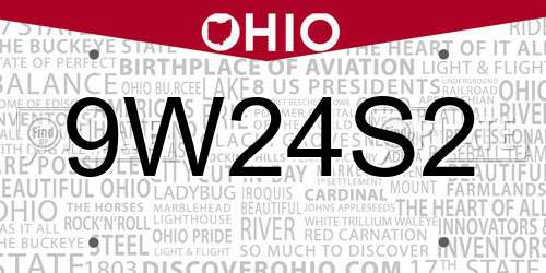 9W24S2 Ohio License Plate