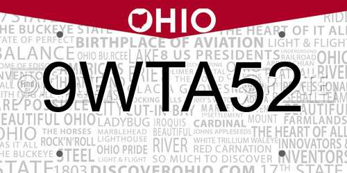 9WTA52 Ohio License Plate