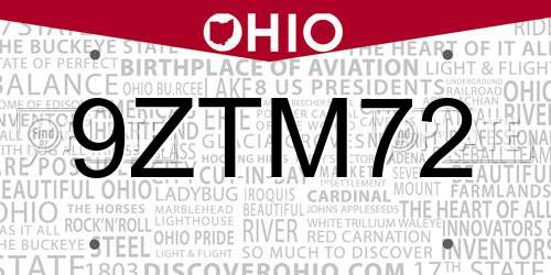 9ZTM72 Ohio License Plate