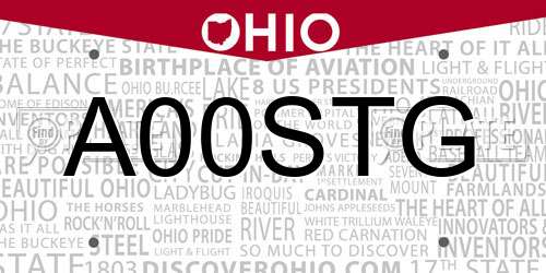 A00STG Ohio License Plate